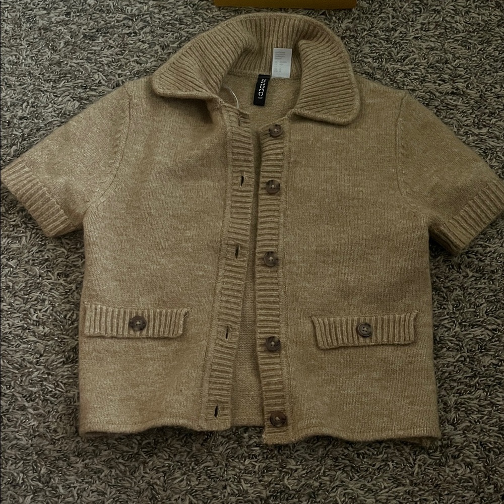 Forever 21 Short-Sleeve Teddy Jacket in Camel